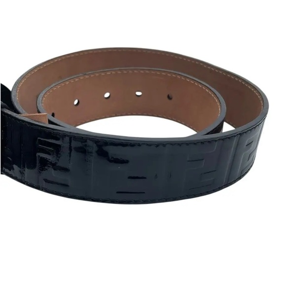 Fendi logo Black Embossed Leather Belt main image 7